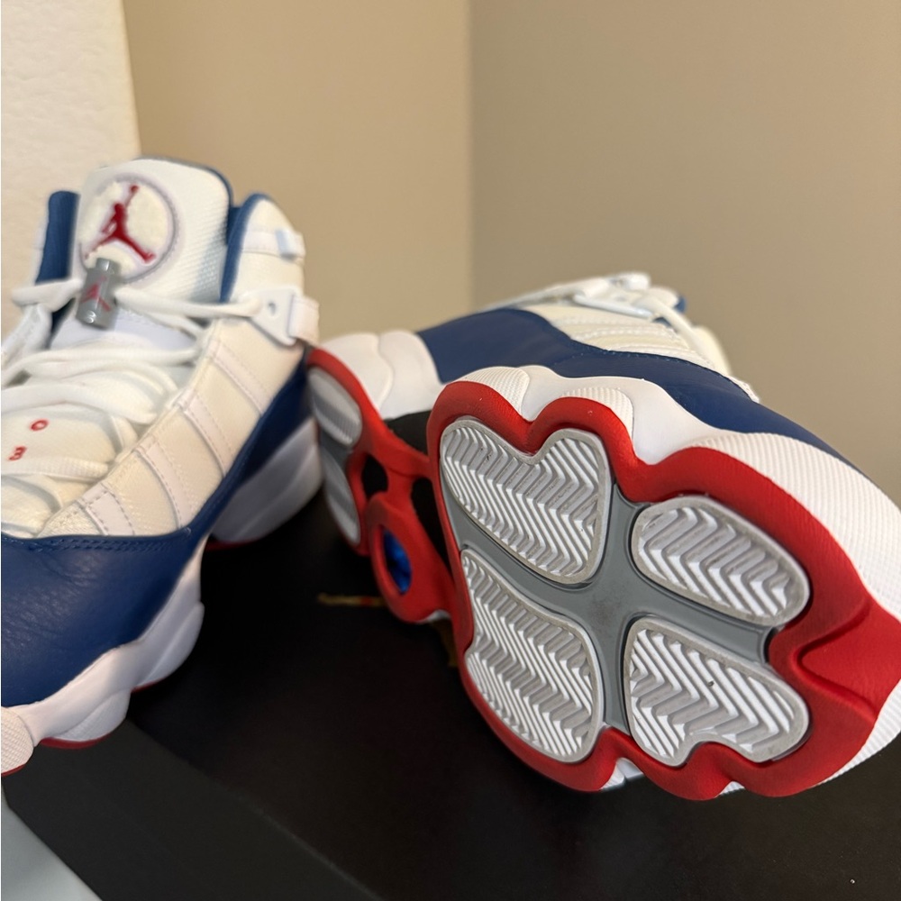 Nike Jordan 6 Rings True Blue and University Red Sneakers 8 - Picture 10 of 11